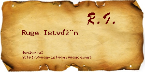 Ruge István névjegykártya